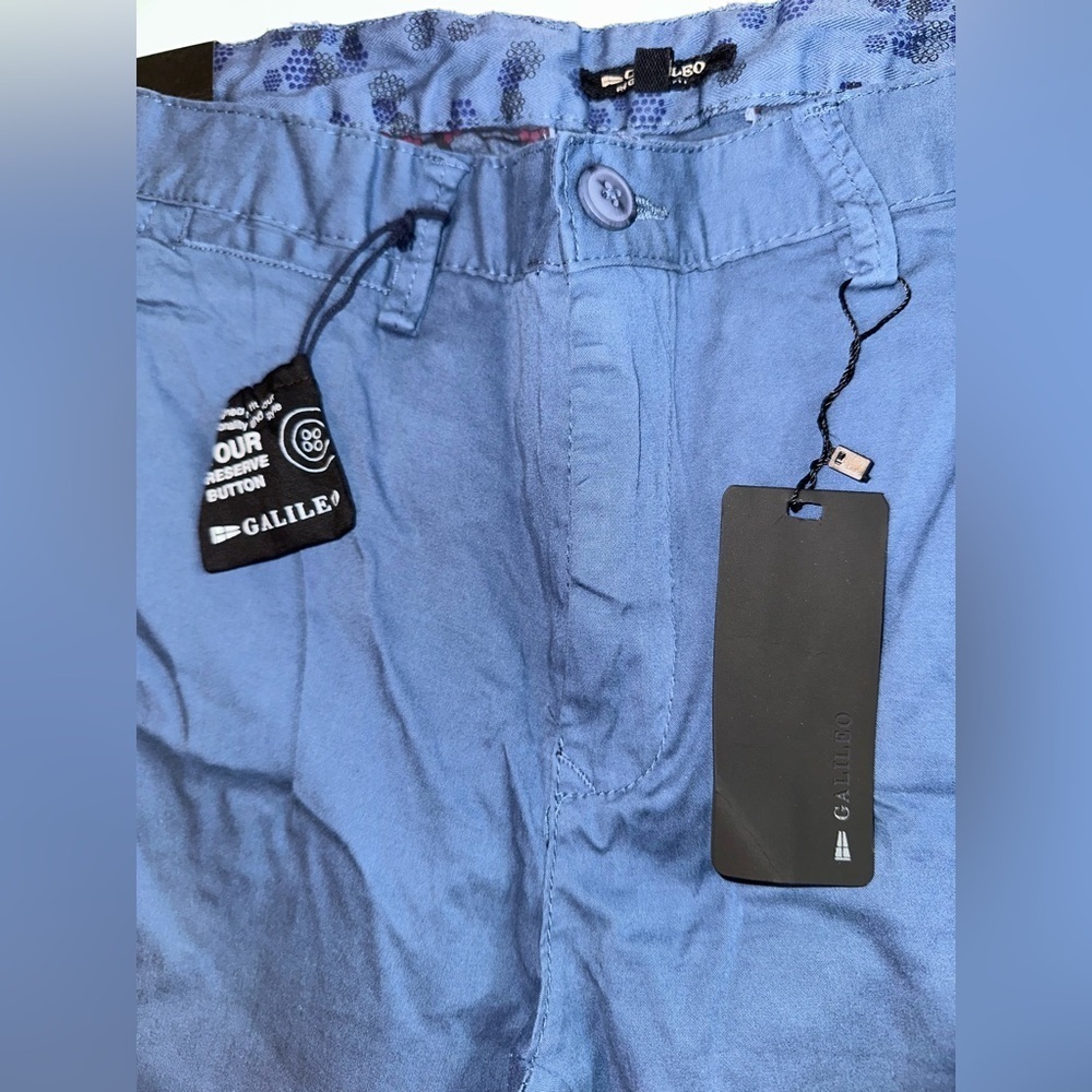 Galileo Regular Fit Chino Pants Blue Size 50 New With Tags Waist 35 - Picture 2 of 7